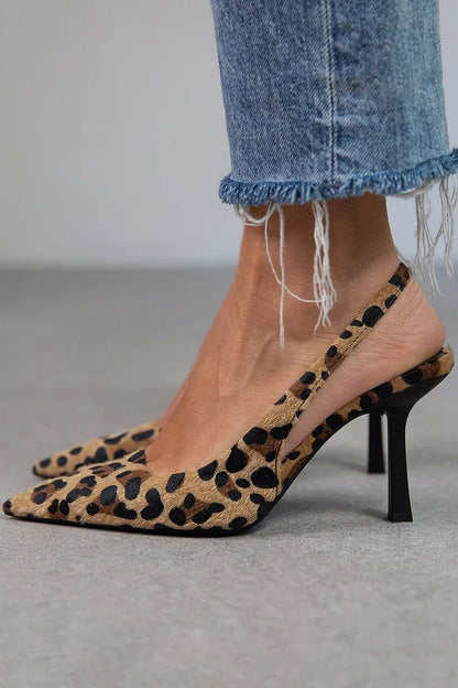 Felina | Salón Slingback de Tacón Fino con Estampado Leopardo