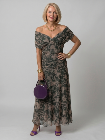 Calen | Vestido Midi Off-Shoulder Fluido