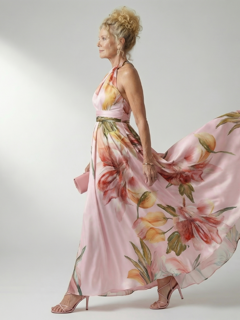 Amiel | Vestido Maxi Ligero con Estampado Floral