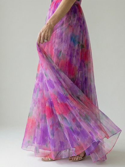Isel | Vestido Maxi Cruzado Suave con Estampado Multicolor