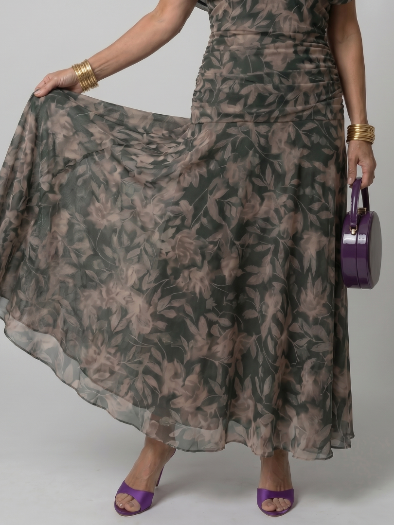 Calen | Vestido Midi Off-Shoulder Fluido