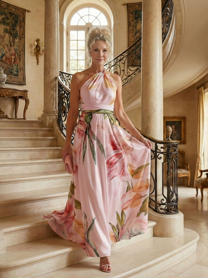Amiel | Vestido Maxi Ligero con Estampado Floral
