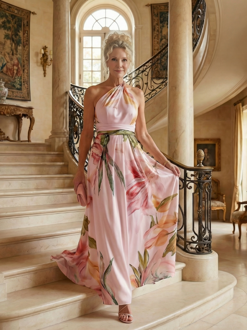 Amiel | Vestido Maxi Ligero con Estampado Floral