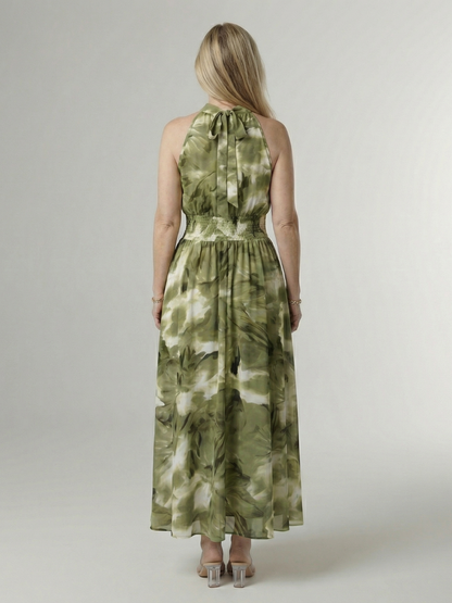 Sylin | Vestido Midi Halter con Pliegues