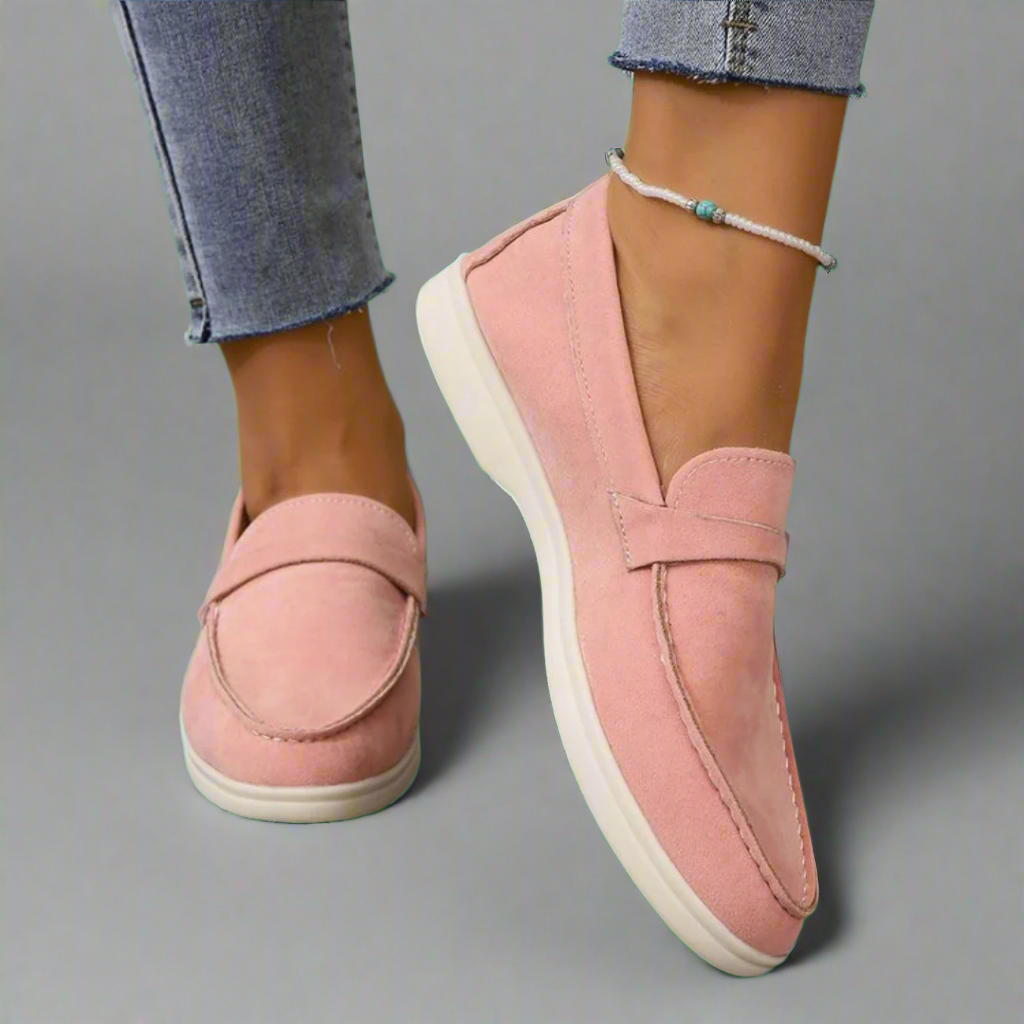 Ava | Mocasín Plano con Suela Ligera y Ante Azul
