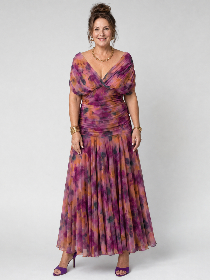 Calen | Vestido Midi Off-Shoulder Fluido
