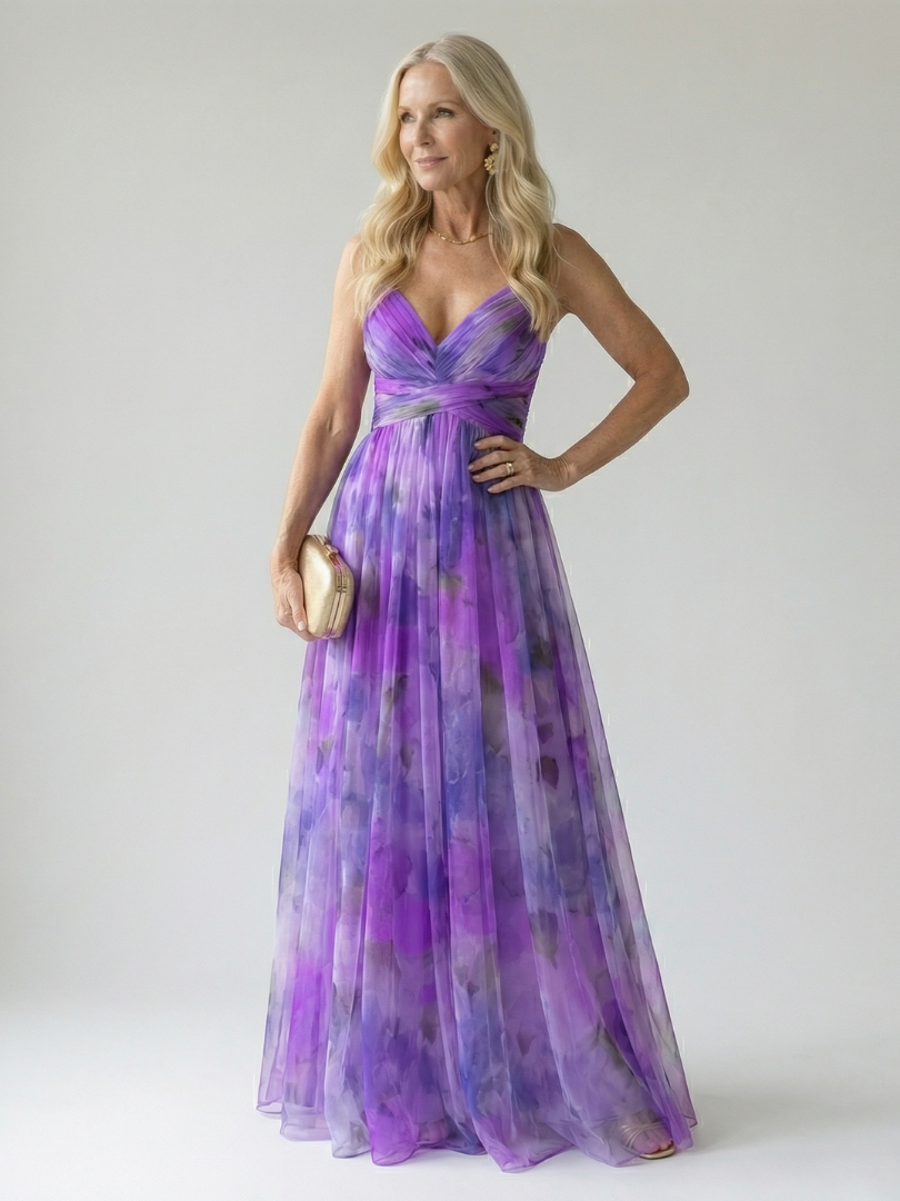 Isel | Vestido Maxi Cruzado Suave con Estampado Multicolor