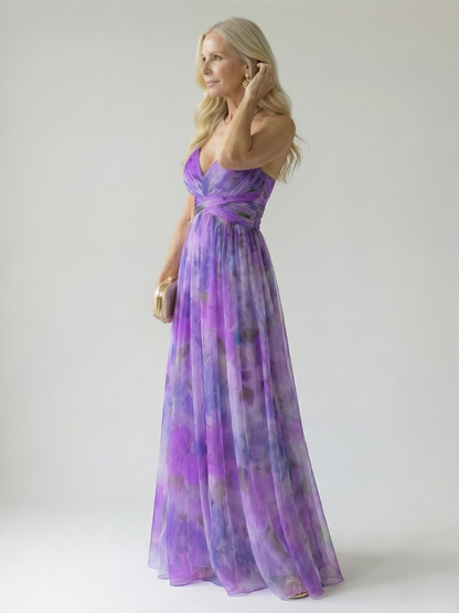 Isel | Vestido Maxi Cruzado Suave con Estampado Multicolor