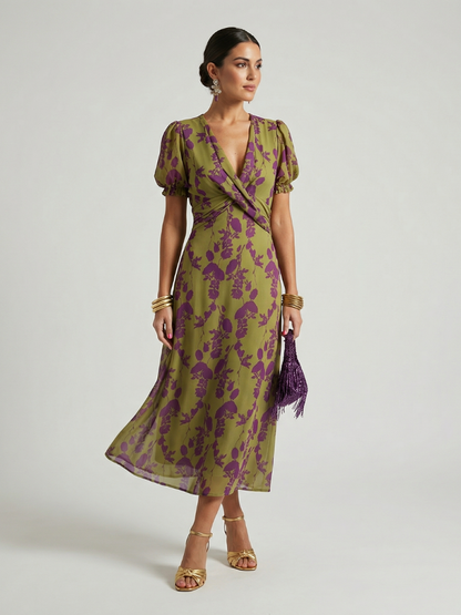 Virel | Vestido Midi Relajado con Estampado Floral