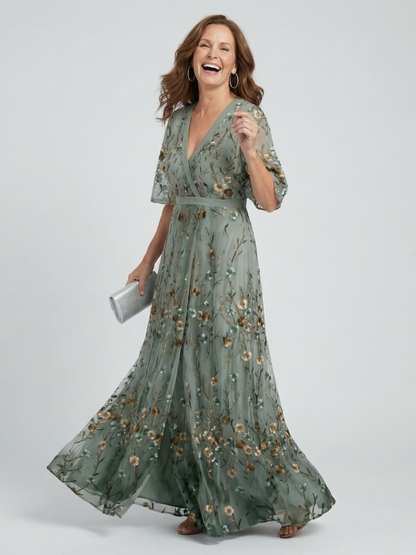 Selora | Vestido Maxi Fluido con Escote Halter y Estampado Floral