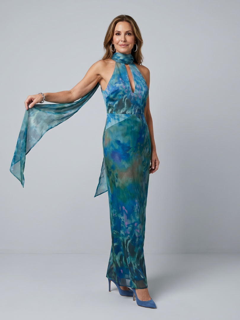 Juniper | Vestido Maxi sin Mangas con Escote Halter y Abertura