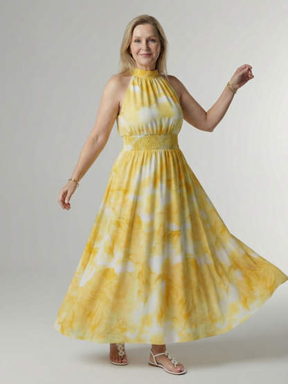 Sylin | Vestido Midi Halter con Pliegues