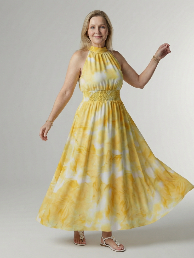 Sylin | Vestido Midi Halter con Pliegues