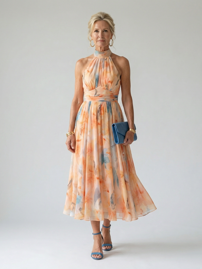 Elin | Vestido Midi Halter Suave y Ligero