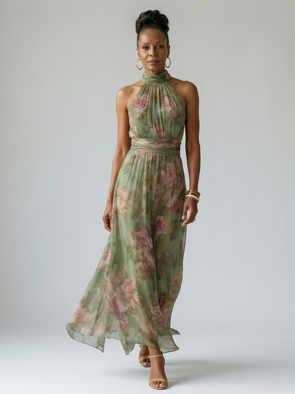 Mirelle | Vestido Midi Halter Plisado