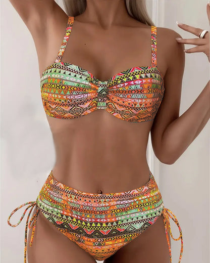 Azteca | Bikini Bandeau con Estampado Geométrico