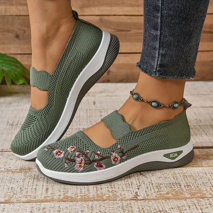Elira | Comfort Instappers met Geborduurde Bloemen en Stretch Bovenwerk