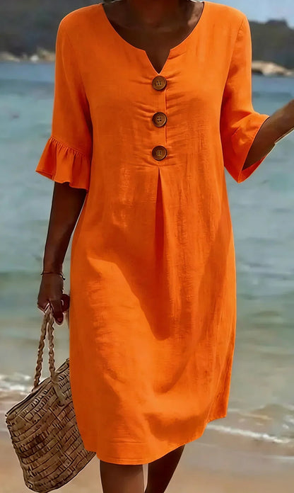 Dolores | Vestido de Verano con Escote en V y Botones