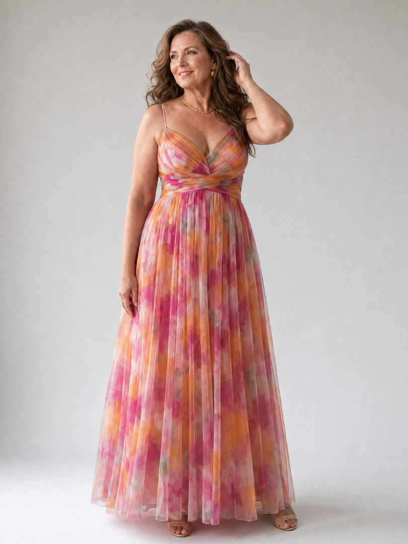 Isel | Vestido Maxi Cruzado Suave con Estampado Multicolor