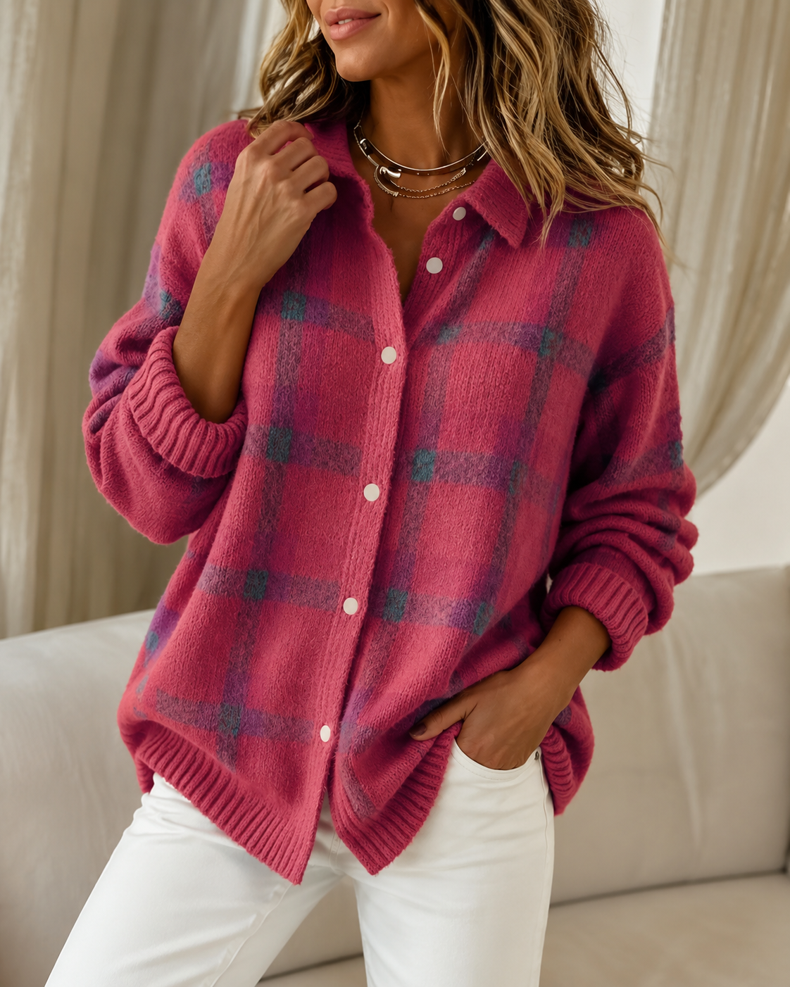 Livia | Sobrecamisa de Cuadros con Botones