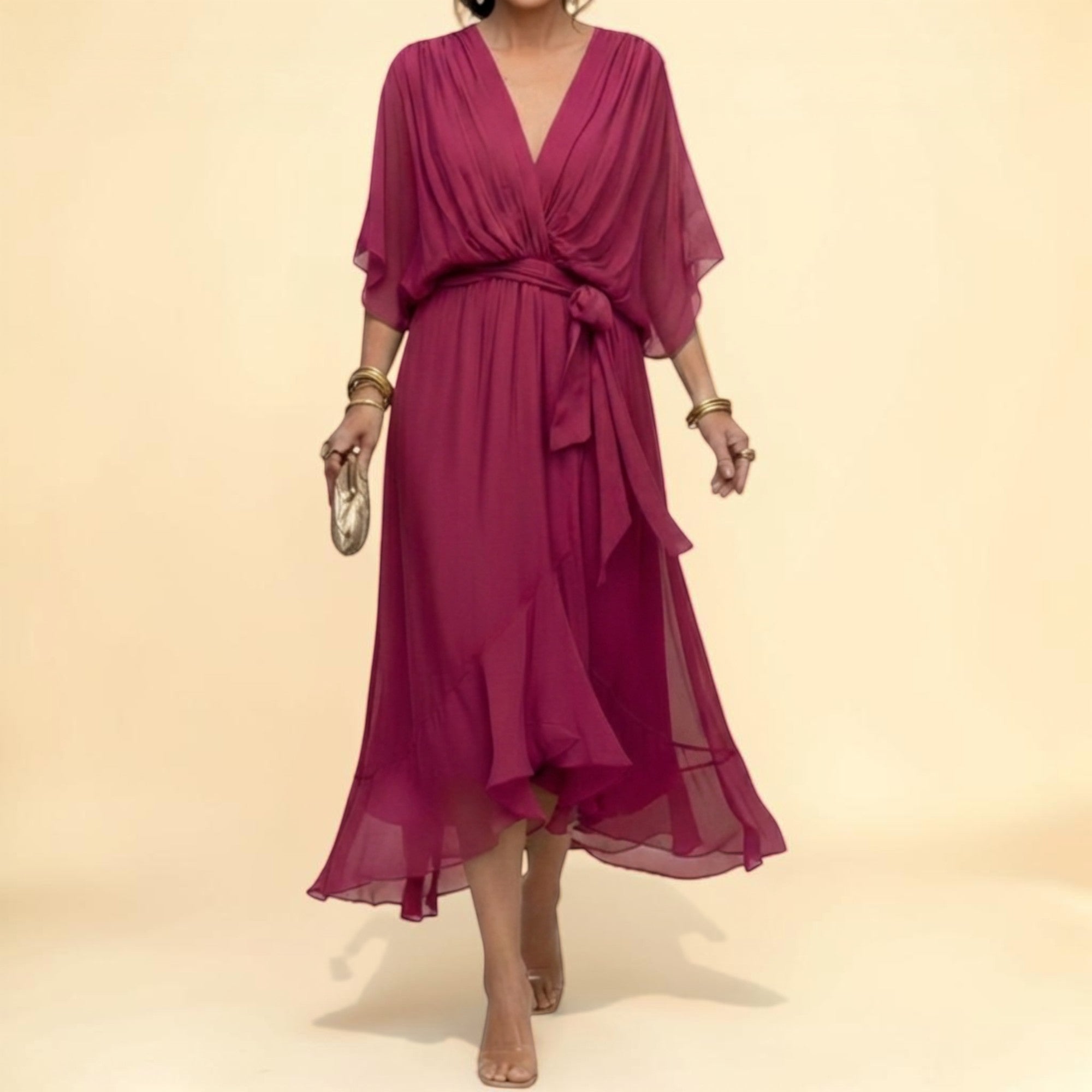 Marta | Vestido de Gasa con Escote en V