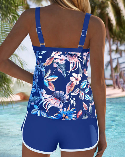 Flora | Tankini Floral con Short Liso