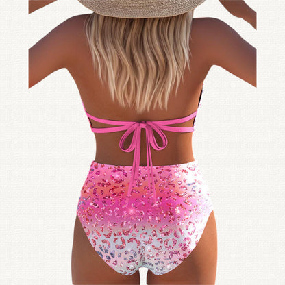 Sirena | Bikini Halter con Estampado Leopardo Degradado