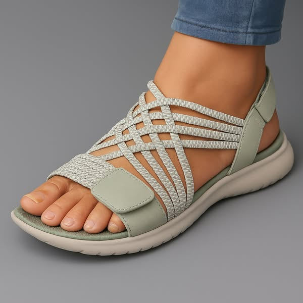 Tessa | Dames Orthopedische Sandaal met Geweven Elastische Banden en Lichtgewicht Zool