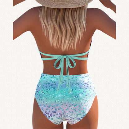Sirena | Bikini Halter con Estampado Leopardo Degradado