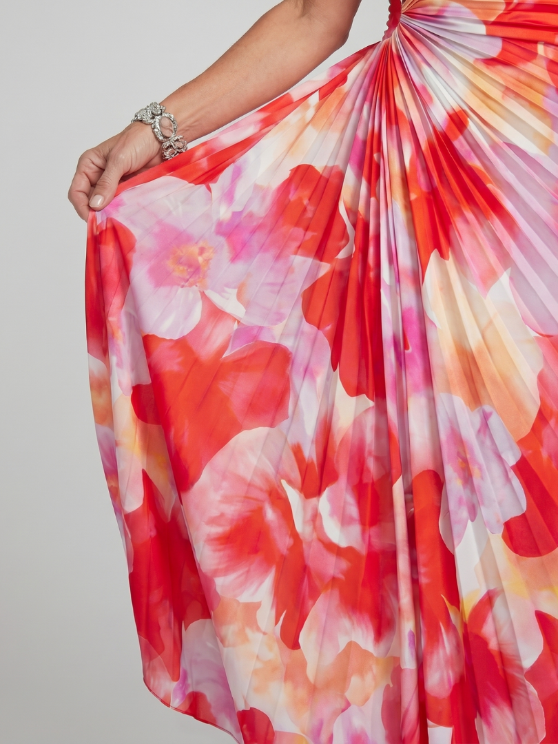 Taya | Vestido Maxi con Escote Un Hombro y Cuerpo Plisado