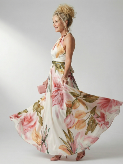 Amiel | Vestido Maxi Ligero con Estampado Floral