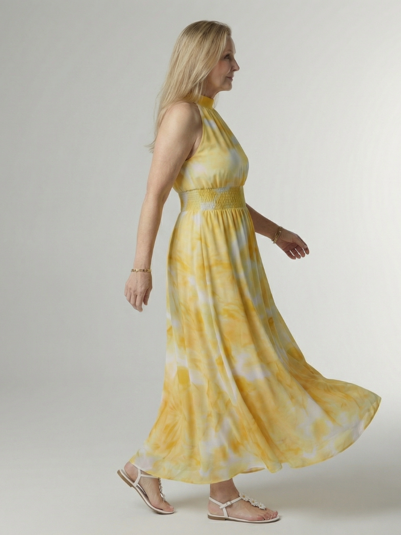 Sylin | Vestido Midi Halter con Pliegues