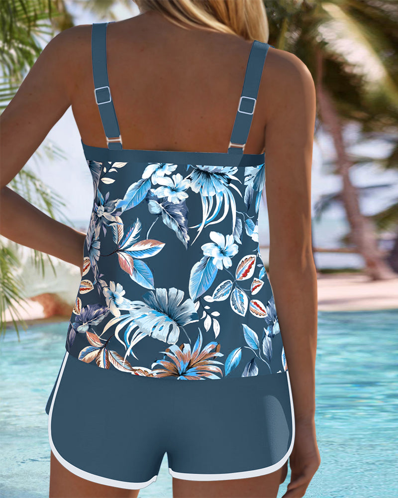 Flora | Tankini Floral con Short Liso