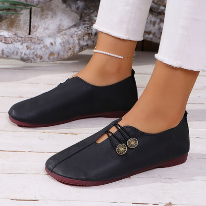 Dames Slip-On Ronde Neus Platte Schoenen - Lichtgewicht Casual & Stijlvolle Sneakers met Bovenwerk, Zachte Zool - Minimalistische Casual Kleding voor Reizen, Feesten (Het Hele Jaar), Dames Schoenen