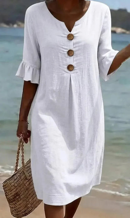 Dolores | Vestido de Verano con Escote en V y Botones