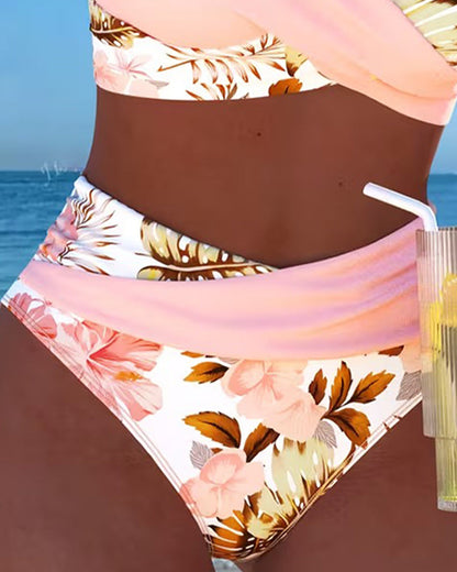 Hibisco | Bikini Cruzado Floral con Braga Alta