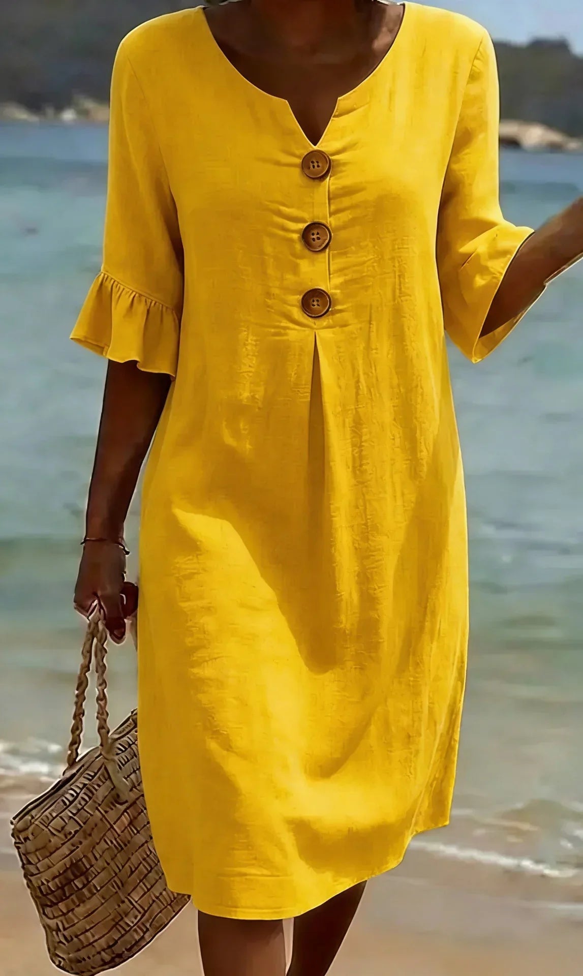 Dolores | Vestido de Verano con Escote en V y Botones