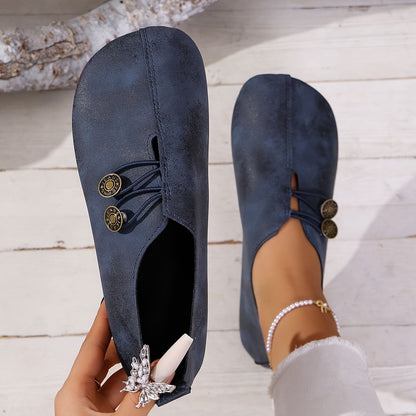 Dames Slip-On Ronde Neus Platte Schoenen - Lichtgewicht Casual & Stijlvolle Sneakers met Bovenwerk, Zachte Zool - Minimalistische Casual Kleding voor Reizen, Feesten (Het Hele Jaar), Dames Schoenen