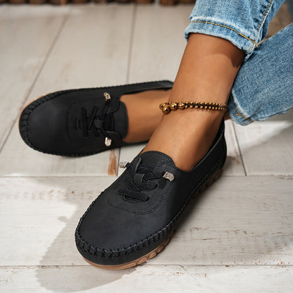 Vera | Mocasín de Ante para Mujer con Cordón Elástico y Costuras Artesanales