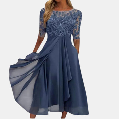Rhonda | Vestido Midi de Encaje y Gasa