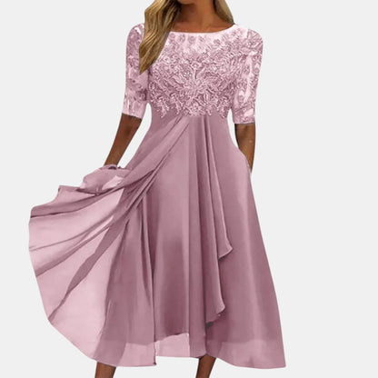 Rhonda | Vestido Midi de Encaje y Gasa