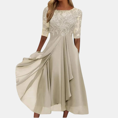 Rhonda | Vestido Midi de Encaje y Gasa