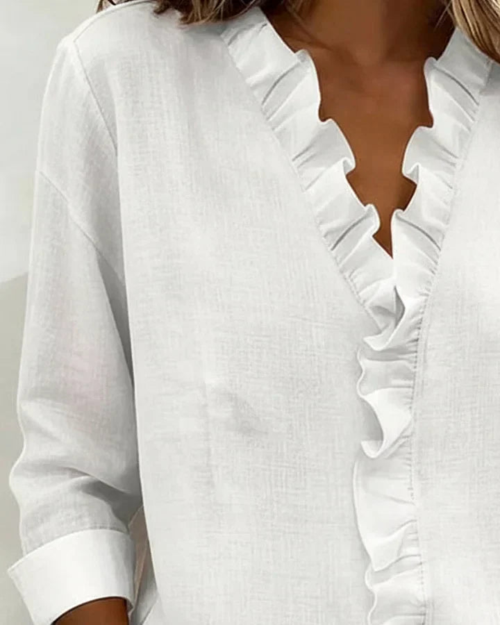 Indie | Blusa de mujer con volantes y cuello en V