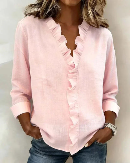 Indie | Blusa de mujer con volantes y cuello en V