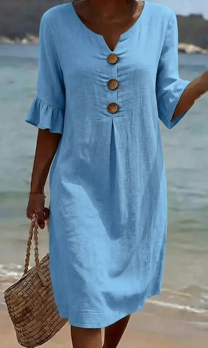 Dolores | Vestido de Verano con Escote en V y Botones