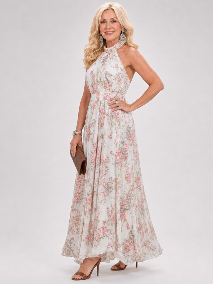 Guinevere | Vestido Midi con Falda Fluida y Estampado Floral