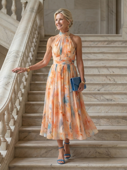 Elin | Vestido Midi Halter Suave y Ligero