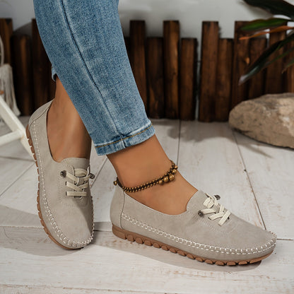 Vera | Mocasín de Ante para Mujer con Cordón Elástico y Costuras Artesanales