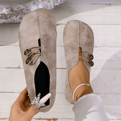 Dames Slip-On Ronde Neus Platte Schoenen - Lichtgewicht Casual & Stijlvolle Sneakers met Bovenwerk, Zachte Zool - Minimalistische Casual Kleding voor Reizen, Feesten (Het Hele Jaar), Dames Schoenen