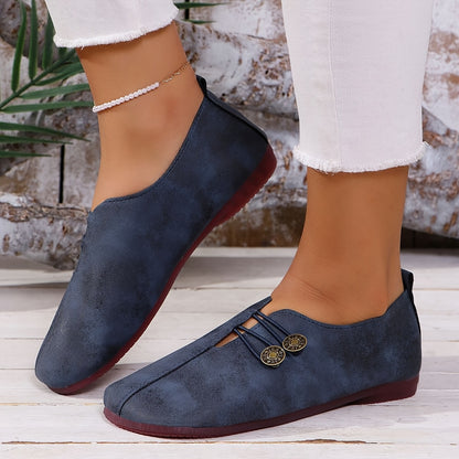Dames Slip-On Ronde Neus Platte Schoenen - Lichtgewicht Casual & Stijlvolle Sneakers met Bovenwerk, Zachte Zool - Minimalistische Casual Kleding voor Reizen, Feesten (Het Hele Jaar), Dames Schoenen